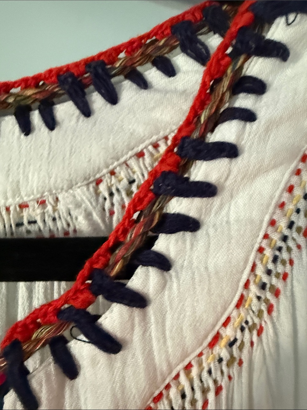 Free People White Maxi Dress with Red & Yellow Embroidery - Picture 7 of 8